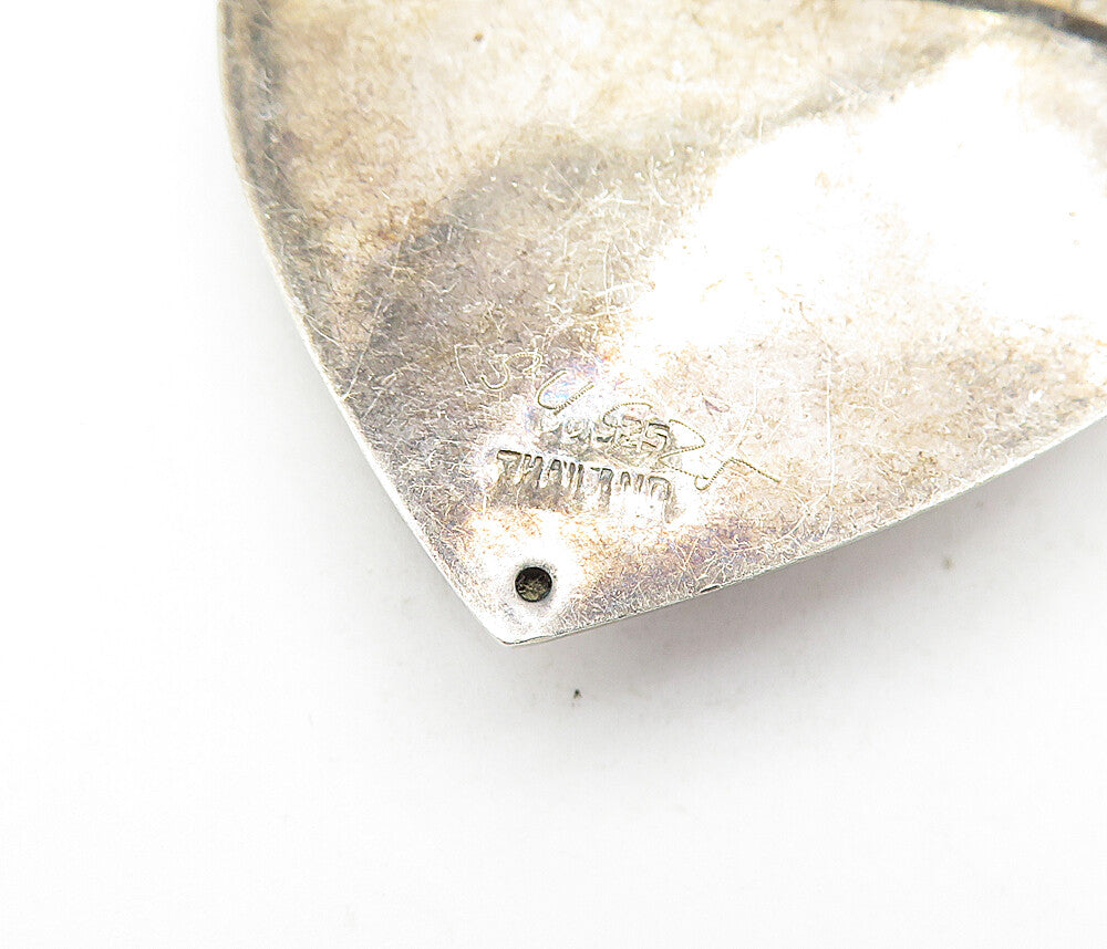 925 Sterling Silver  Vintage Dark Tone Hollow Love Heart Brooch Pin  BP1984