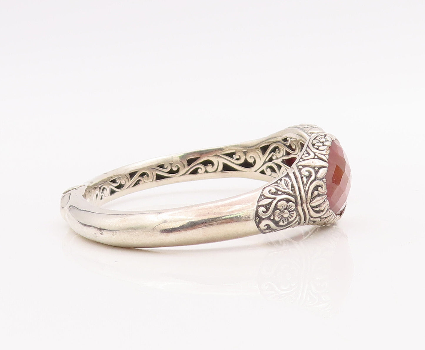 925 Sterling Silver Vintage Bracelet Drop Cut Gemstone Hinged Cuff  BT10584