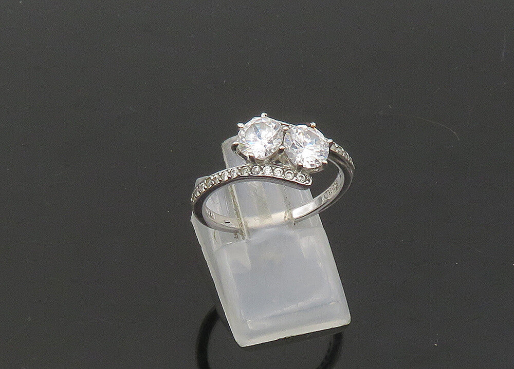 925 Sterling Silver  Vintage Cubic Zirconia Bypass Band Ring Sz 8  RG21655
