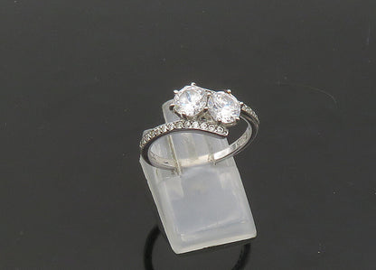 925 Sterling Silver  Vintage Cubic Zirconia Bypass Band Ring Sz 8  RG21655
