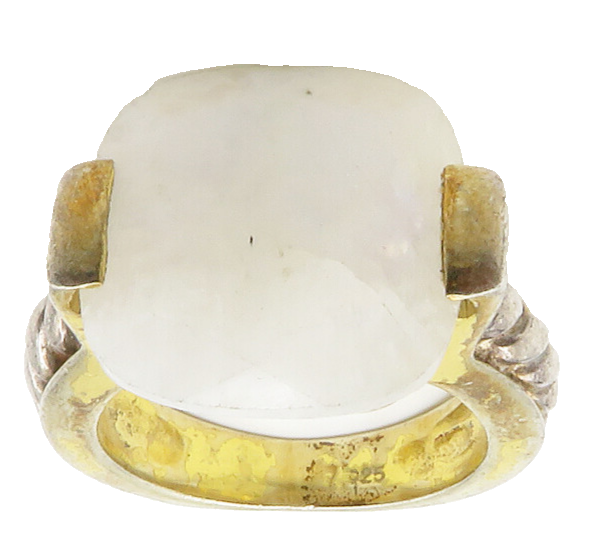 925 Sterling Silver Vintage Moonstone Gold Plated Cocktail Ring Sz 7  RG14653