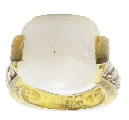 925 Sterling Silver Vintage Moonstone Gold Plated Cocktail Ring Sz 7  RG14653