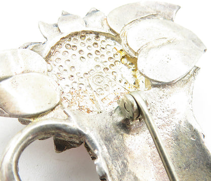 925 Sterling Silver  Vintage Carnelian Flower Watering Can Brooch Pin  BP2303