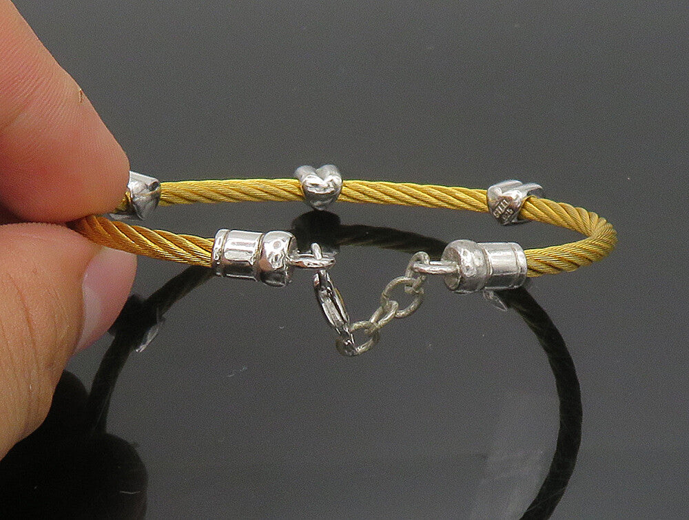 925 Silver  Vintage Genuine Diamonds Love Heart Gold Plated Bracelet  BT9346