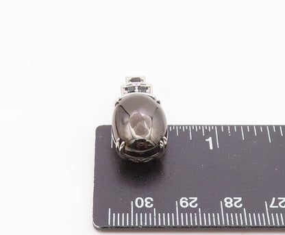 925 Sterling Silver  Vintage Cabochon Hematite Pretzel Swirl Pendant  PT15841