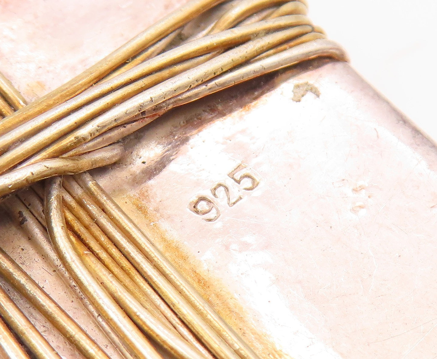 925 Sterling Silver  Vintage Wire Wrapped Detail Square Pendant  PT10056