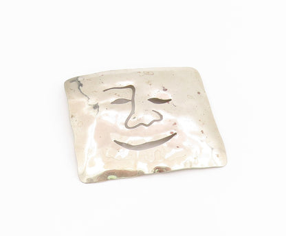 925 Sterling Silver Vintage Brooch Pin ZIRKUS Classic Cutout Face Mask  BP12182