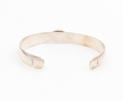 925 Sterling Silver Vintage Bracelet Oval Cabochon Cat Eye Etched Cuff  BT11635