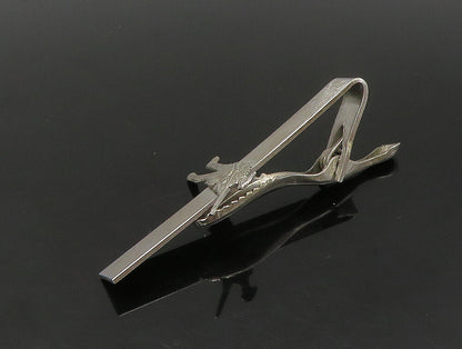 925 Sterling Silver  Vintage Shiny Army Solider With Rifle Tie Clip  TR3262