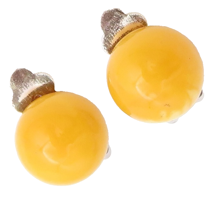 925 Sterling Silver Vintage Earrings Cabochon Round Gemstone Studs  EG13284