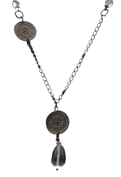 925 Sterling Silver Vintage Necklace SILPADA Etched Circular Chanie Glass NE4237