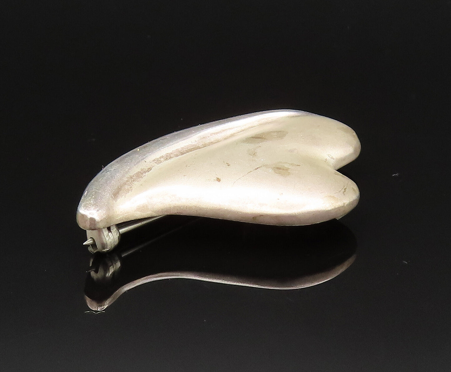 DESIGNER 925 Silver  Vintage Matte Finish Floating Heart Brooch Pin  BP9658