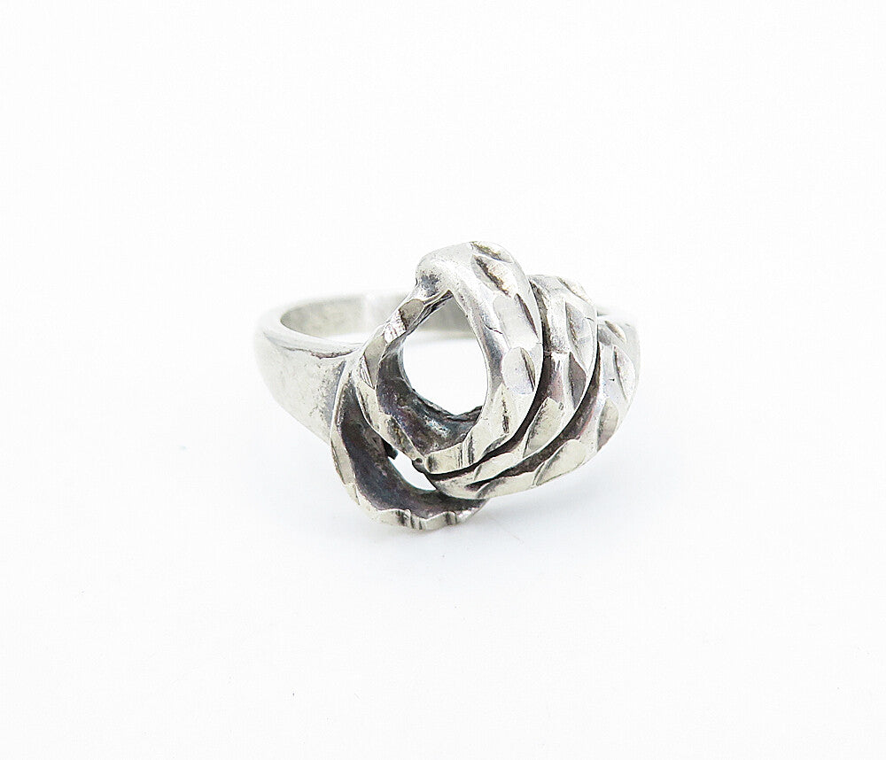 925 Sterling Silver  Vintage Diamond Cut Detail Swirl Band Ring Sz 5.5  RG6463