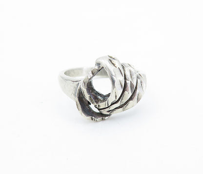 925 Sterling Silver  Vintage Diamond Cut Detail Swirl Band Ring Sz 5.5  RG6463