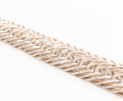 925 Sterling Silver Vintage Bracelet Braided Double Loop Foxtail Chain  BT11431