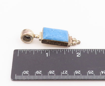 925 Sterling Silver Vintage Pendant MEXICO Turquoise Geometric Charm  PT26369