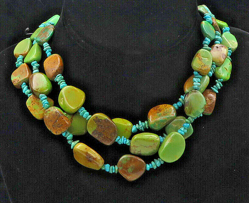 DTR JAY KING 925 Silver  Vintage Heavy Turquoise Beaded Chain Necklace  NE2928