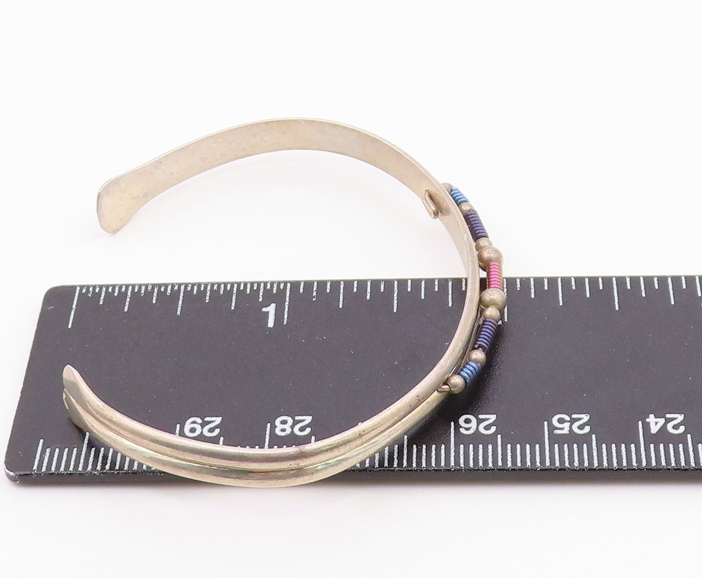 925 Sterling Silver  Vintage Wire Twist Detail Petite Cuff Bracelet  BT8487