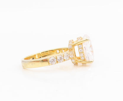 925 Sterling Silver Vintage Ring Gold Plated Elegant CZ Band  Sz 7  RG35015
