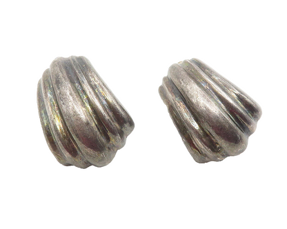 925 Sterling Silver  Vintage Dark Tone Curved Non Pierce Earrings  EG6071