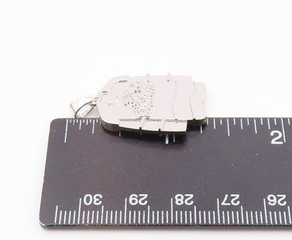 925 Sterling Silver  Vintage Shiny Saginaw Ice Hockey Jersey Pendant  PT18741