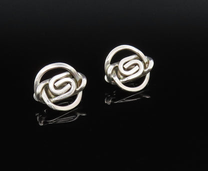 925 Silver Vintage Interlocking Curved Detail Non Pierced Earrings EG12036