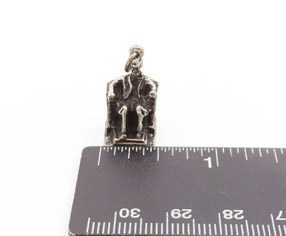 925 Sterling Silver Vintage Pendant 3D Abraham Lincoln Memorial Charm  PT25023