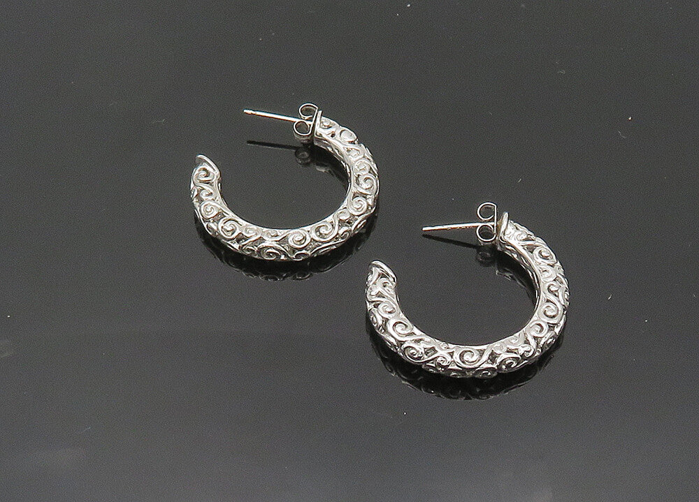 ROSS SIMON 925 Sterling Silver  Vintage Shiny Swirl JHoop Earrings  EG10182