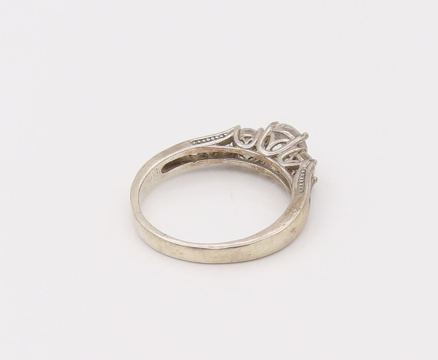 925 Sterling Silver  Vintage Princess Cut CZ Wedding Ring Sz 10.25  RG26637