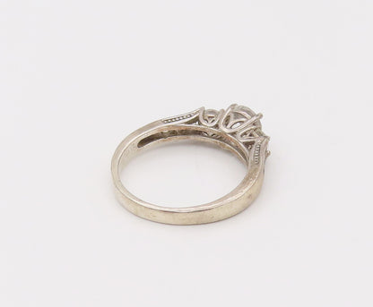 925 Sterling Silver  Vintage Princess Cut CZ Wedding Ring Sz 10.25  RG26637