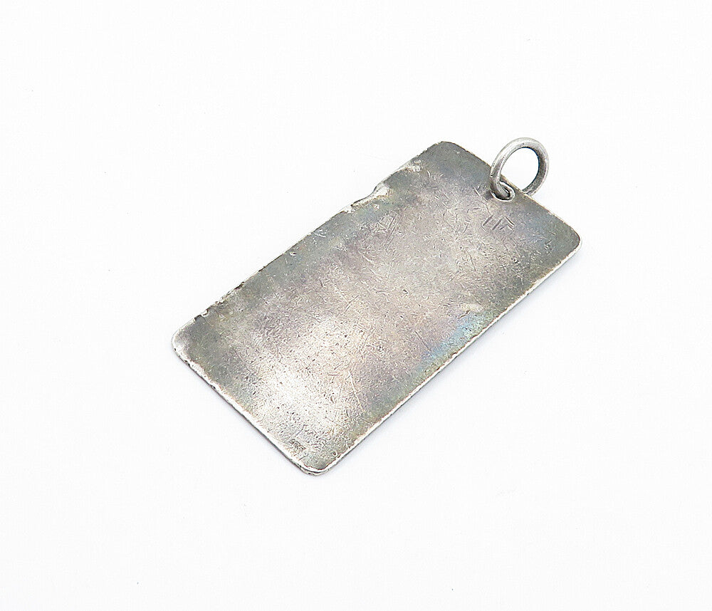 925 Sterling Silver  Vintage Dark Tone Number One Square Drop Pendant  PT4209