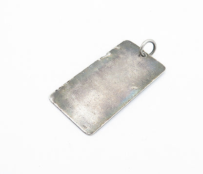 925 Sterling Silver  Vintage Dark Tone Number One Square Drop Pendant  PT4209