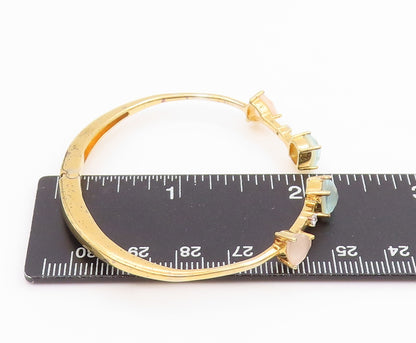 925 Sterling Silver Vintage Bracelet Gold Plated Quartz Elegant Cuff  BT11656