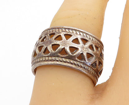925 Sterling Silver  Vintage Dark Tone Open Twist Design Band Ring Sz 7 RG5350