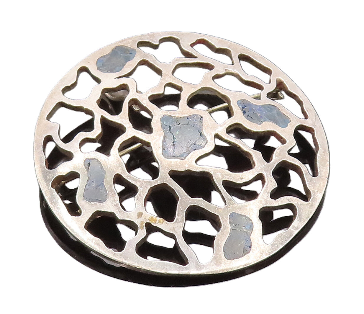 MIGUEL MELENDEZ 925 Silver  Vintage Openwork Sodalite Brooch Pin  BP10126