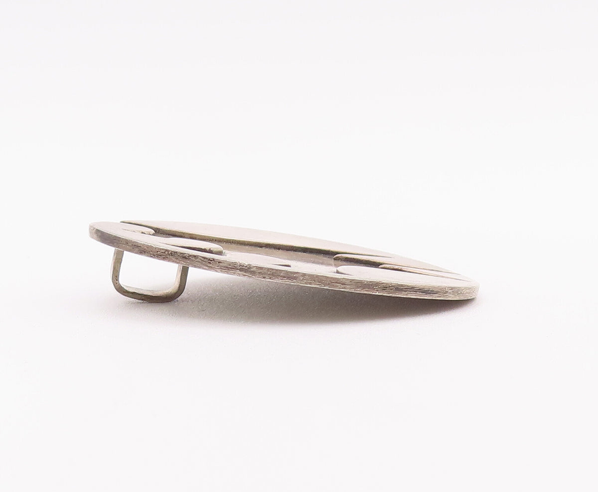 925 Sterling Silver Vintage Pendant Designer Solid Round Etched Pattern  PT22815