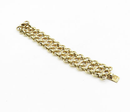 MEXICO 925 Silver  Vintage Gold Plated Open Circle Link Chain Bracelet  BT3997