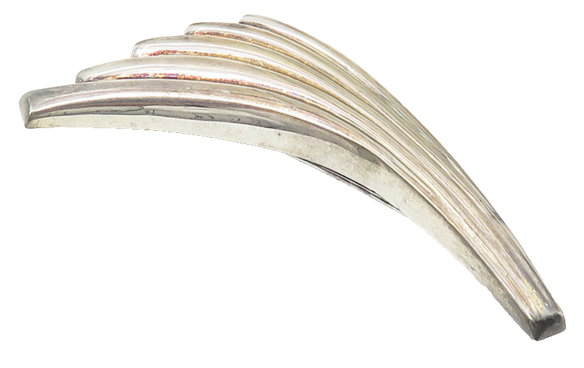 925 Sterling Silver  Vintage Shiny Hollow Fluted Wing Design Brooch Pin BP4226
