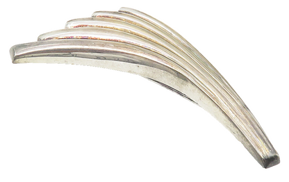925 Sterling Silver  Vintage Shiny Hollow Fluted Wing Design Brooch Pin BP4226