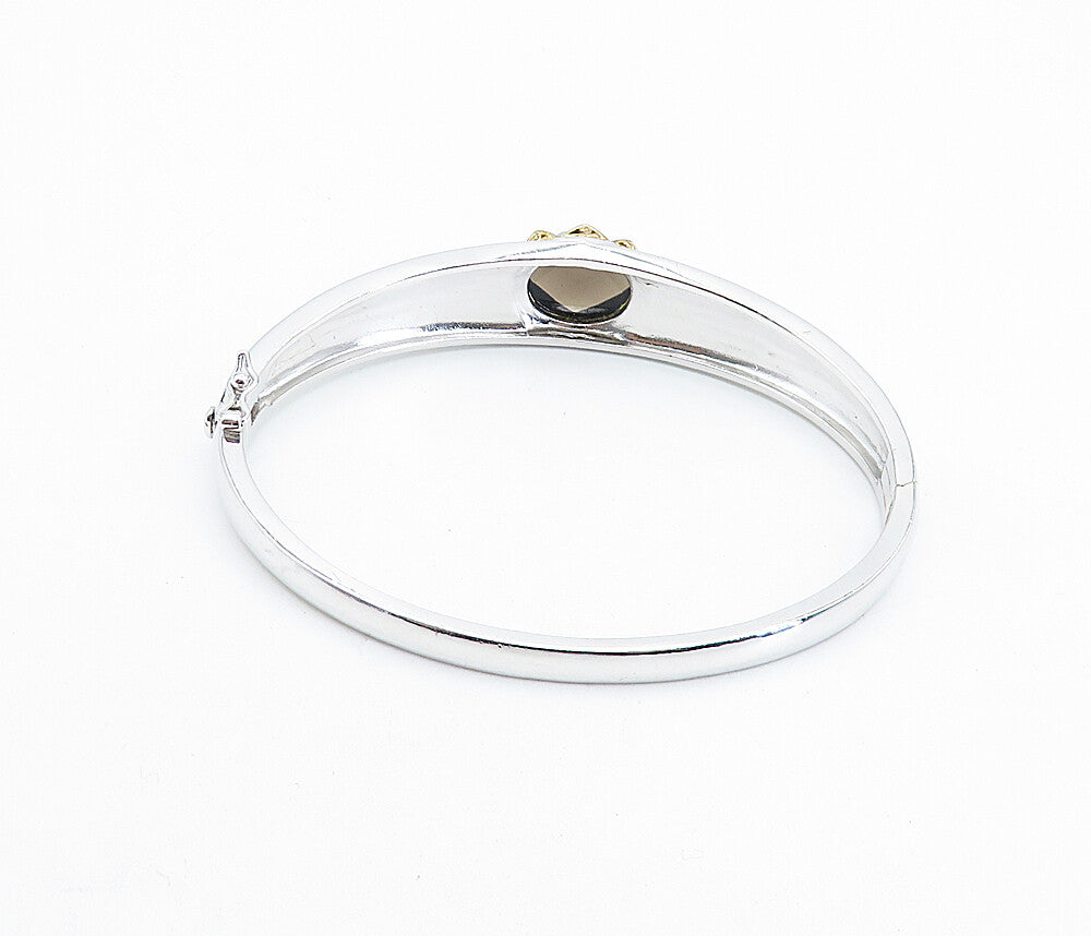 ROSS SIMON 925 Silver   Smoky Topaz Baroque Swirl Bangle Bracelet  BT3251