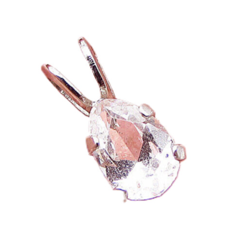 925 Sterling Silver  White Cubic Zirconia Tear Drop Slider Pendant  PT1768