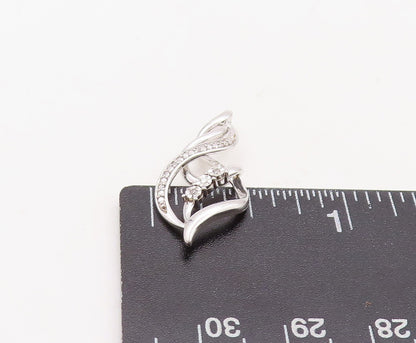 925 Sterling Silver Vintage Pendant Designer Diamonds Inlay Swirly Cut  PT23601