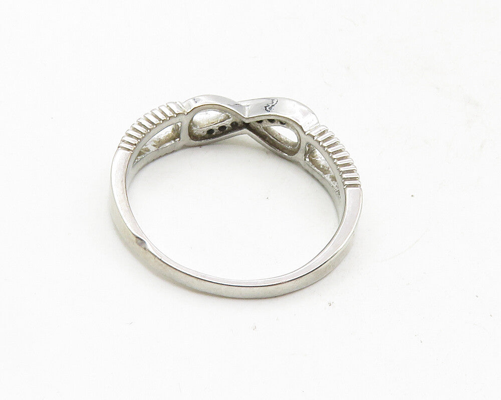 925 Sterling Silver  Petite Topaz Infinity Swirl Shiny Band Ring Sz 9.5 RG9948