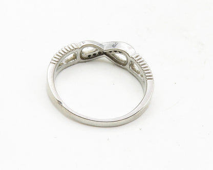 925 Sterling Silver  Petite Topaz Infinity Swirl Shiny Band Ring Sz 9.5 RG9948