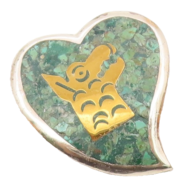 TAXCO 925 Silver  Vintage Turquoise Animal Head 2 Tone Brooch Pin  BP8150