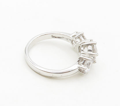 925 Sterling Silver  Sparkling Cubic Zirconia 3 Stone Band Ring Sz 9  RG16480