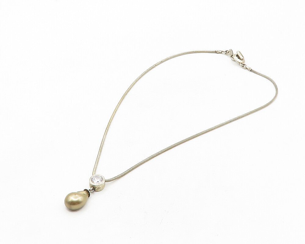CAROLEE 925 Silver Vintage Round Cubic Zirconia Snake Chain Necklace  NE1905