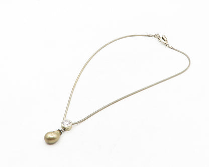 CAROLEE 925 Silver Vintage Round Cubic Zirconia Snake Chain Necklace  NE1905