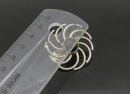 925 Silver  Vintage Black Onyx Flower Motif Shiny Non Pierce Earrings  EG11403