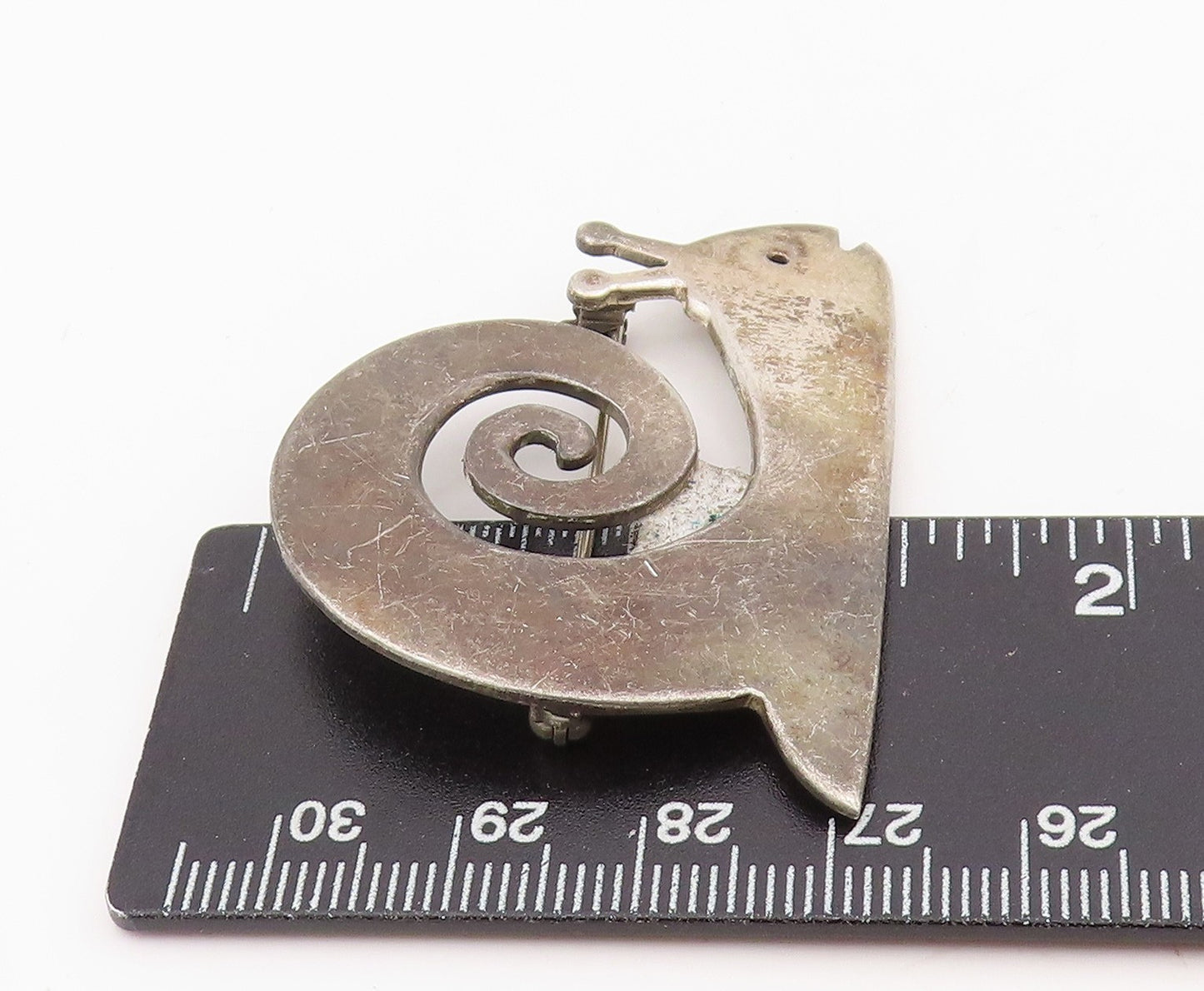 925 Sterling Silver Vintage Brooch MEXICO Abstract Snail Design Pin   BP12082